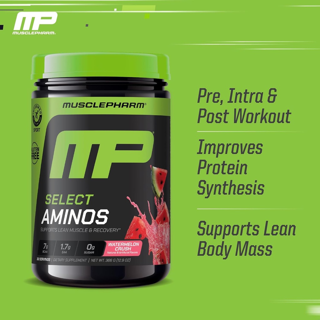 Muscle Pharm EAA Recovery + BCAAs, Post Workout Essential Amino Acids Powder, Pre Workout Energy Supplement for Men & Women with Branched Chain Amino Acids, 30 Servings (Watermelon Crush) 5