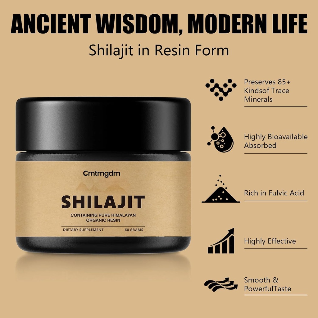 Shilajit Pure Himalayan Organic shilajit Resin with 85+ Humic Acid, Trace Minerals, and Fulvic Acid, Powerful Shilajit Gel for Men & Women, Premium Enhancer for Energy and Immune Support, 60g 4
