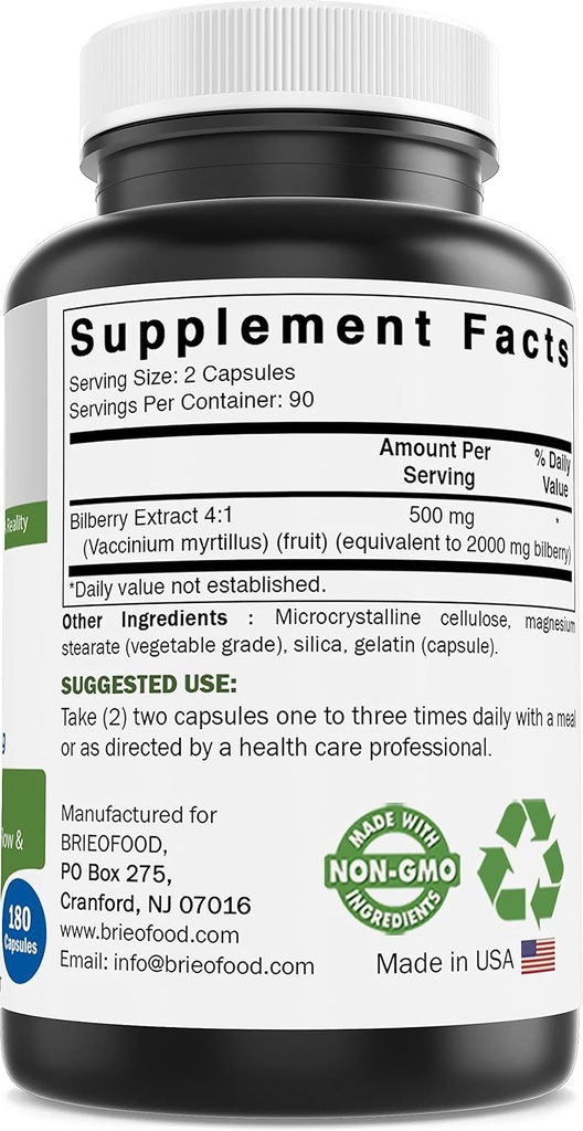 Brieofood Bilberry Extract 2000 mg per Serving 180 Capsules 4