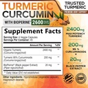 Turmeric Curcumin Supplement 2600mg - 95% Curcuminoids with Organic Turmeric & BioPerine Black Pepper Extract for Best Absorption, Natural Vegan Joint Support, Non-GMO, Bottled in USA - 180 Capsules 3