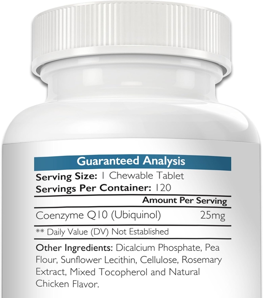 Coenzyme Q10 for Dogs Grain-Free Supplement, Ubiquinol - The Electron-Rich Form of CoQ10, Promotes Heart Health, Cognitive and Energy Support for Dogs, 120 Chewable Tablets 4