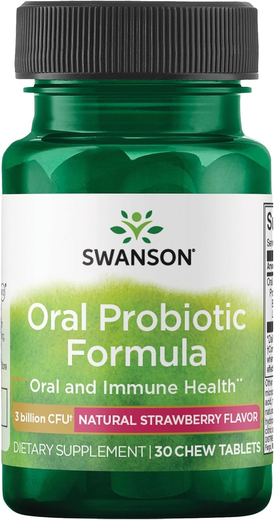 Swanson Oral Probiotic Formula - Oral and Immune System Health - Natural Strawberry Flavor 30 Chwbls 2