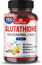Glutathione Supplement Active Reduced Form, Enriched with Resveratrol, NAC, Collagen, Hyaluronic Acid, Vitamin C - Advanced Antioxidant for Immunity & Detox | 150 Capsules 2