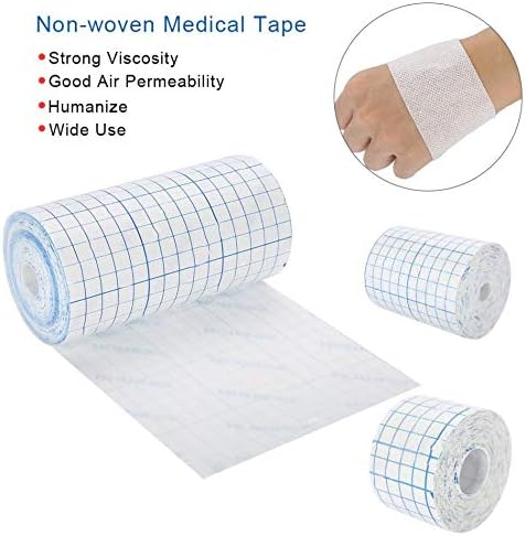 Mesh Breathable Non-Woven Tape Adhesive Bandage Roll Film Dressing Second Skin Healing Protective Adhesive Antibacterial Bandages Flexible Nonwovens 3.9inch*34foot（10cm*10m） (4inch*10.9yard) 3