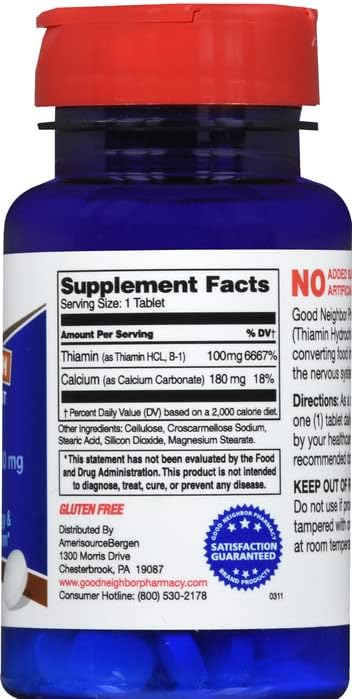 Good Neighbor Pharmacy Vitamin B-1 100mg Tablets, 100 Count 3