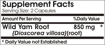 Wild Yam Root 850mg ~ 100 Capsules - No Additives ~ Naturetition Supplements 3