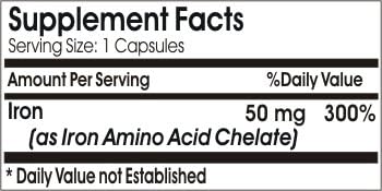 Iron Chelate 50mg // 200 Capsules // Pure // by PureControl Supplements 3