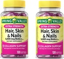 Anexa Spring Valley Extra Strength Biotin Hair, Skin & Nails Dietary Supplement, 5,000 mcg, 120 Count (Pack of 2), 240 Count (Pack of 1) 2