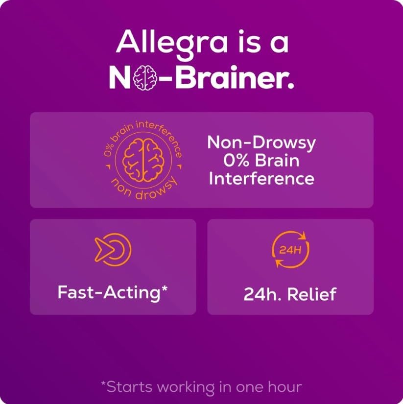 Allegra Adult 24 Hour Allergy Tablets, 180Mg, Noticeable Relief in 1 Hour, (70 Count ) 6