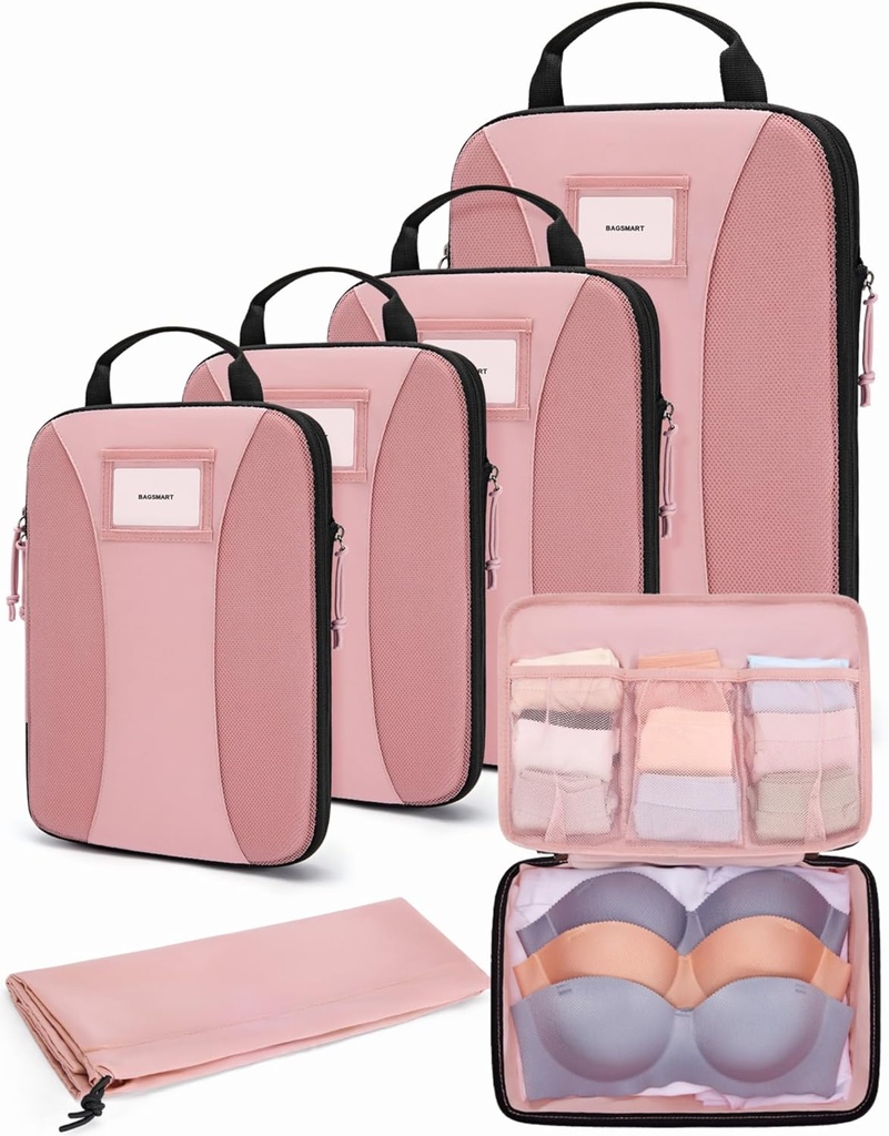 BAGSMART Κύβους Συμπίεσης, 6 PCS Συσκευασίες Κύβους για Βαλίτσες, Τσάντες Ταξιδιών Οργανωτής για Αποσκευές, Ελαφρύς Κύβος Συσκευασίας για Απαραίτητα Ταξίδια