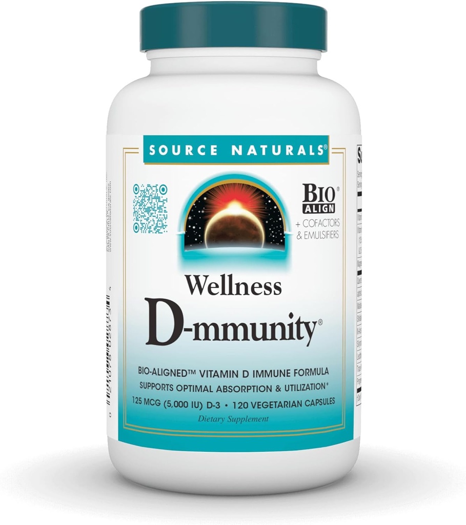 Πηγή Naturals Wellness D-municity, Bio-Aligned Vitamin D Immune Formula, Υποστηρίζει Βέλτιστη Απορρόφηση και Χρήση* - 120 Κάψουλες χορτοφάγων