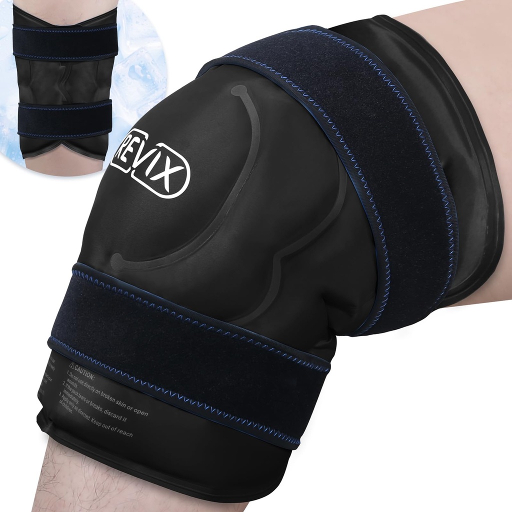 REVIX XXXL Knee Ice Wrap for Meniscus & Arthritis, Reusable Cold Gel Pack | 20" Extra Large Fit for Knees, Back, and Shoulders, Soft Plush Lining for Soothing Fatigue, Post-Workout & Surgery Recovery