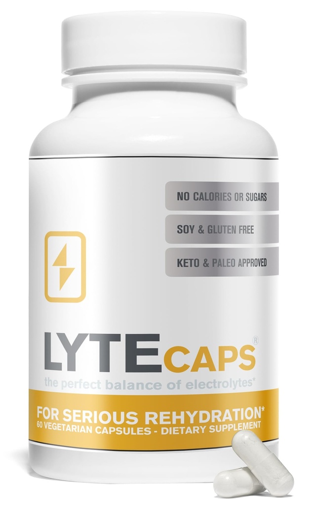 Καψάκια LyteLine Electrolyte - 60 κάψουλες χορτοφαγικής για σοβαρή ενυδάτωση, κραμβών, αφυδάτωση - Μαγνήσιο, Κάλιο, Νάτριο, Ψευδάργυρο - Χωρίς γλουτένη, Γαλακτοκομικά, Καρύδια