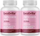 Alpha Lipoic Acid 600mg (ανά καψάκιο) με Βιοτίνη για την ενίσχυση της απορρόφησης (240 κάψουλες χορτοφάγων) (2 x 120) Χωρίς πληρωτικά - Χωρίς Stearates - Χωρίς παράγοντες ροής