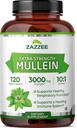 Zazzee Extra Strength Mullein 10:1 Extract, 3000 mg Strength, 120 Vegan Κάψουλες, 4 μήνες προσφοράς, Standardized 10X Extract, 100% Pure Leaf Powder, All-Natural and Non-GMO, Made in The USA