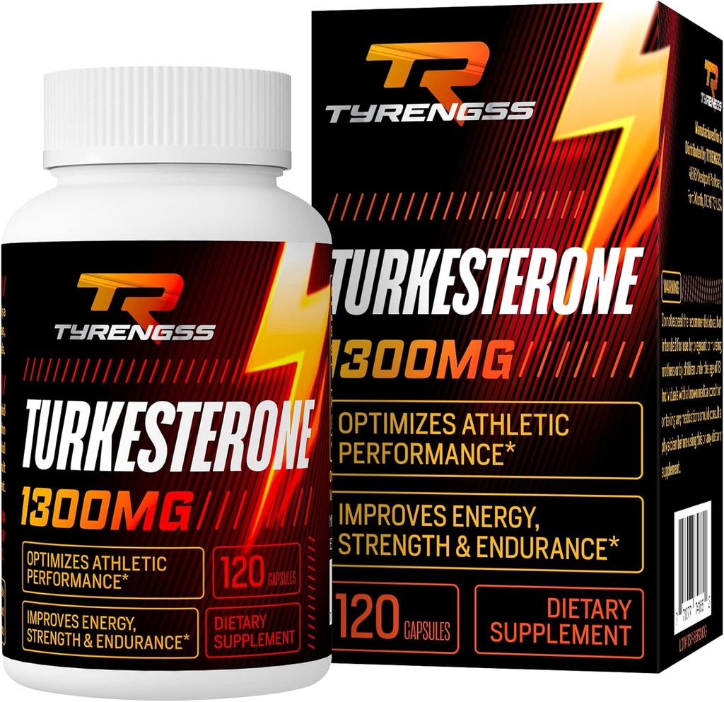 Testosterone Booster, συμπλήρωμα Turkesterone 1300mg Ultra High Strength (Ajuga Turkestanica Extract Std. to 20% Testosterone), για την αθλητική απόδοση & μυϊκή μάζα,120 κάψουλες