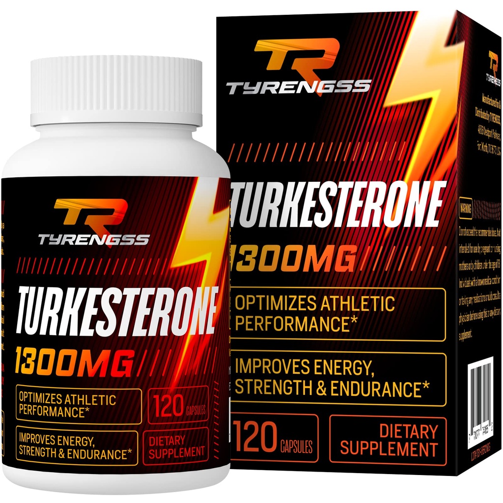 Testosterone Booster, συμπλήρωμα Turkesterone 1300mg Ultra High Strength (Ajuga Turkestanica Extract Std. to 20% Testosterone), για την αθλητική απόδοση & μυϊκή μάζα,120 κάψουλες