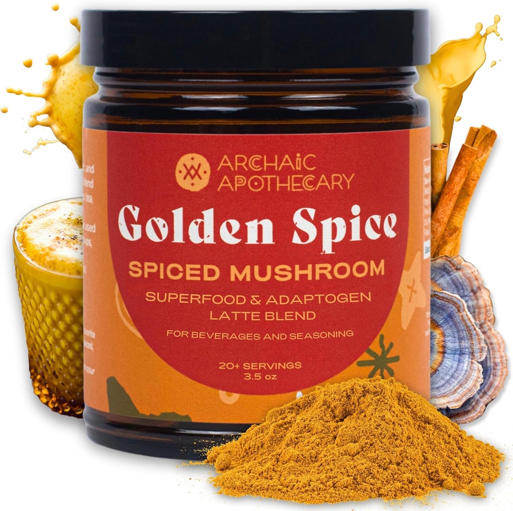 Golden Spice - Golden Milk w/Mushrooms, Heirloom Turmeric Latte Spice Blend 