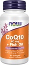 NOW Συμπληρώματα Τροφίμων, CoQ10 60 mg με Ωμέγα 3 ιχθυέλαιο, Καρδιαγγειακή Υγεία*, 60 Softgels