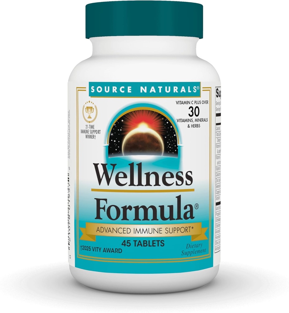 Source Naturals Wellness Formula Bio-Aligned Vitamins - Συμπλήρωμα Υποστήριξης Ανοσοποιητικού Συστήματος & Ανοσία Booster* - 45 δισκία