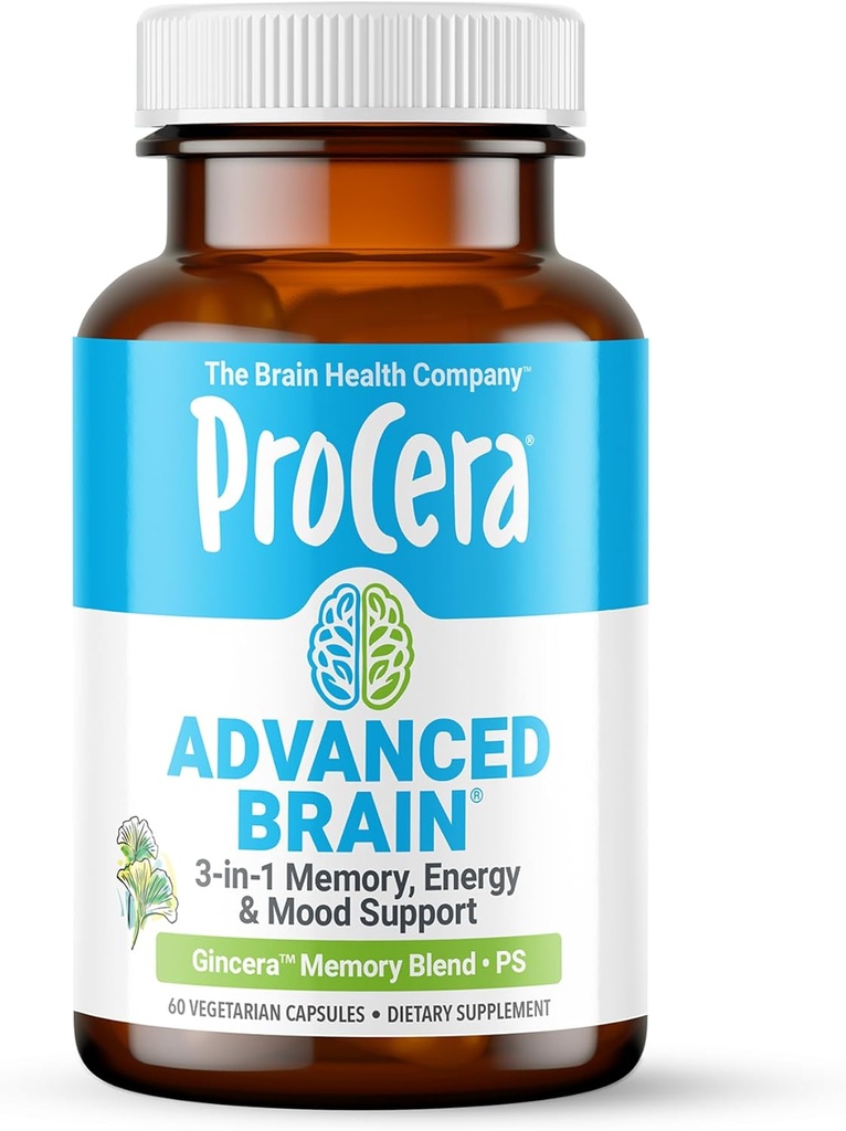Procera Advanced Brain - Fast Acting - Ingredients Supported by 100+ Studies - Improve Memory, Recall - Concentration - Clears Fog - Mental Clarity - Slows Cognitive Decline - 60 Count