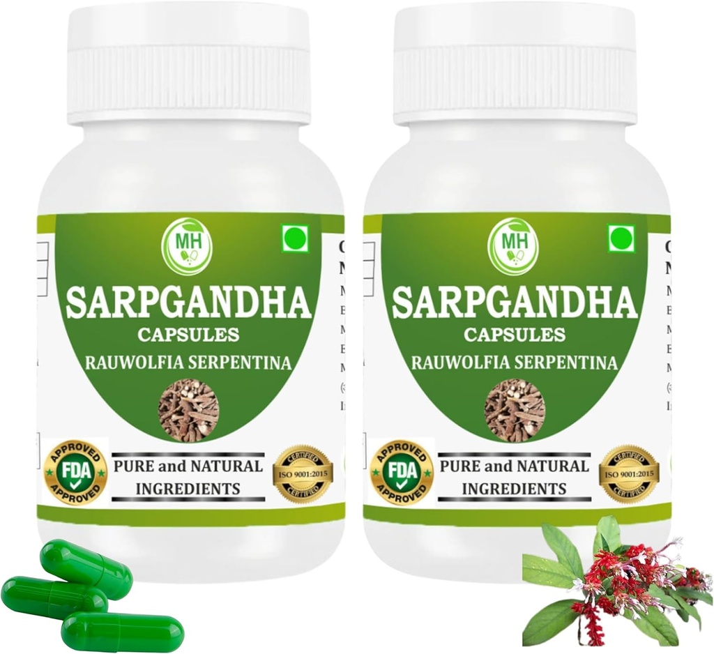 Morsan Healthcare Sarpgandha (Rauwolfia Serpentina) Κάψουλες – Συσκευασία των 2 x 60 Veg Κάψουλες 