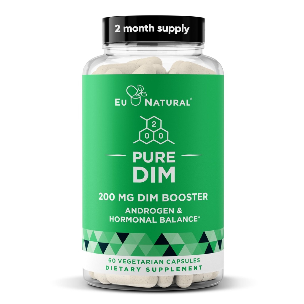 DIM συμπλήρωμα Pure 200 Mg για γυναίκες ή άνδρες – Οιστρογόνος ορμόνη συμπλήρωμα ισορροπίας για την ενέργεια, κόπωση, άγχος, εμμηνόπαυση, καυτές αναλαμπές – Ενισχυμένη βιοδιαθεσιμότητα BioPerine – 60 Vegan Soft Κάψουλες