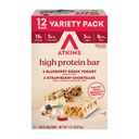 Atkins Blueberry Greek Yogurt & Strawberry Shortcake High Protein Bar, High Fiber, Keto Friendly, 12 Count (6 Bars Each Flavor)