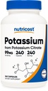 Nutricost Κιτρικό κάλιο 99mg, 240 κάψουλες - Χωρίς γλουτένη, μη ΓΤΟ