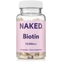 NAKED Biotin 10.000mcg - Max Strength Vitamin B7 συμπλήρωμα για υγιή μαλλιά, δέρμα & νύχια Υποστήριξη - μη-GMO, χωρίς γλουτένη, Vegan - Υποστηρίζει την παραγωγή κερατίνης - 120 κάψουλες