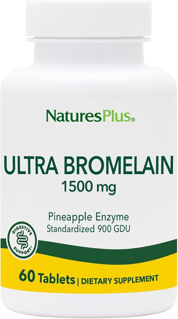 Natures Plus Ultra Bromelain - 60 Δισκία - 1500 mg Ανανάς Bromelain - Υποστηρίζει Digestive Υγεία, Κοινή Υποστήριξη & Περισσότερα - 60 Υπηρεσίες