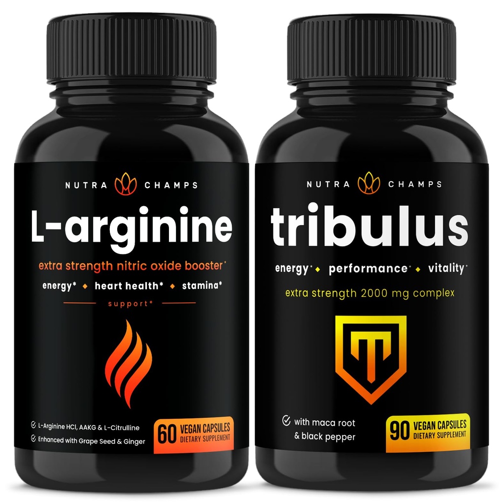 NutraChamps L-Arginine Capsules and Tribulus Capsules 2 Pack Bundle