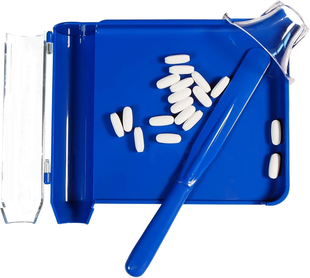 Upgraded Pill Counter Tray with Spatula - Larger Tray and Added Guide Cap, Convenient Pill Counting Tray for More Pills Each Time, No More Falling