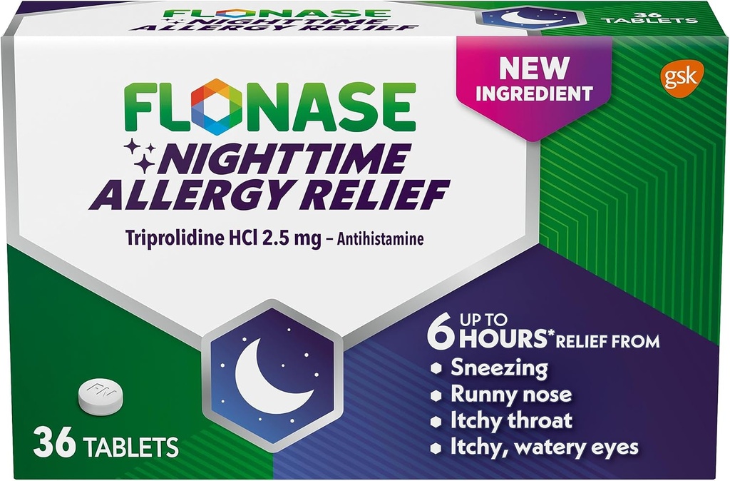 Flonase Nighttime Alergy Relief Tablets, Έως 6 Ώρες Αλλεργικής Ιατρικής - 36 Επικαλυμμένα Δισκία