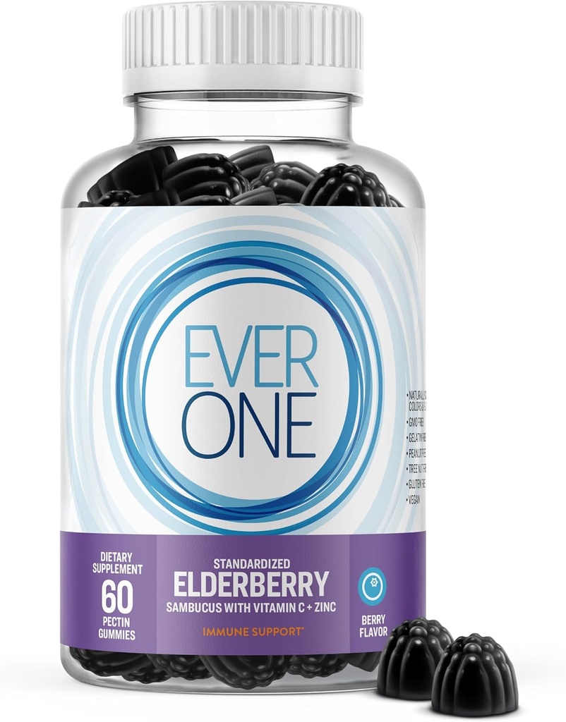 Sambucus Elderberry Gummies για ενήλικες με βιταμίνη C και ψευδάργυρο-ανοσοποιητικό συμπλήρωμα υποστήριξης - Vegan, Ζελατίνη, Χωρίς γλουτένη, GMO Δωρεάν- Νοστιμότατο μούρο Γεύση, Black Elderberry Ανοσοποιητική Gummy Βιταμίνες