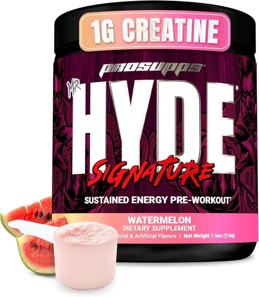 PROSUPPS Mr. Hyde Signature Pre Workout Powder with Creatine, Beta Alanine & Caffeine - Απόδοση, Ενέργεια & Αντοχή - Καθαριότητα & Γυμναστήριο Συμπληρώματα για Άνδρες & Γυναίκες (Watermelon, 30 Services)