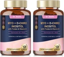 Totaria Inositol συμπλήρωμα για γυναίκες με βιταμίνη D3, Folate, 40:1 Λόγος Myo-Inositol & D-Chiro Inositol Complex, (Vitamin B8) Ινοσιτόλη Κάψουλες, Συσκευασία των 2