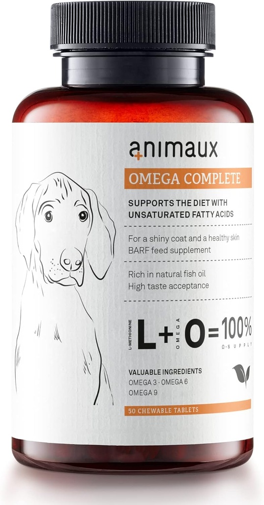 animaux - Omega Complete for Dogs Fish Oil Tablets, Omega 3,6 & 9 Λιπαρά οξέα για την υποστήριξη της ζωτικότητας, της δομής των οστών, συμπλήρωμα σολομού, λάδι σολομού για δέρμα & παλτό, 50 μασώμενα δισκία, 100 ημέρες προσφοράς