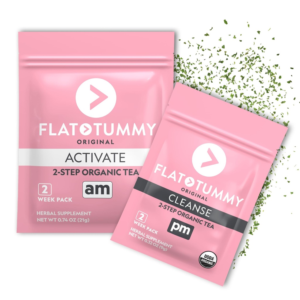 Flat Tummy Detox Tea (2 Week Program) – 2-Step Detox Tea to Boost Energy & Reduce Bloating* - All Natural Detox Cleanse w/ Green Tea, Lemon Balm, Dandelion, μάραθο, & More - Υποστήριξη Digestion