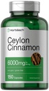 Horbäach Ceylon Cinnamon Supplement | 150 Capsules | Herbal Extract Pills | Non-GMO & Gluten Free