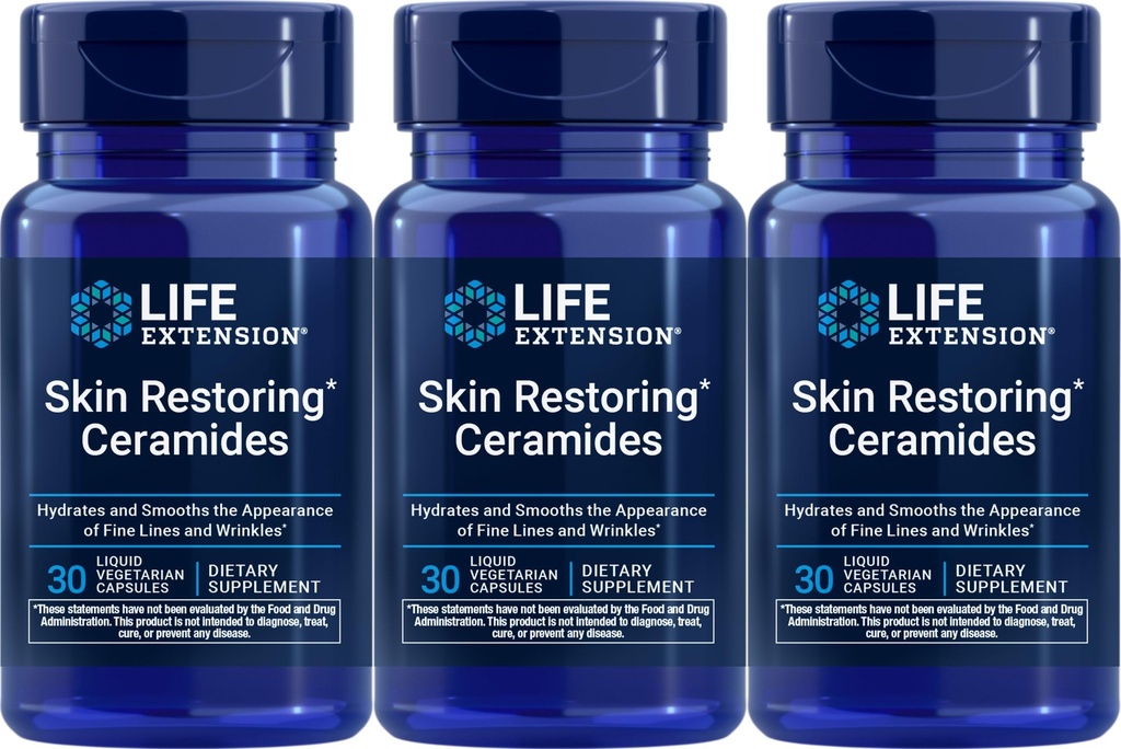 Life Extension Skin Restoring Ceramides, 30 capsules - Pack of 3