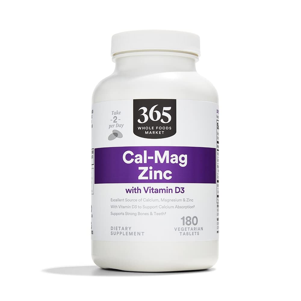 365 από το Whole Foods Market, Cal-Mag-Zinc με βιταμίνη D3, χορτοφάγος, 180 κόμης