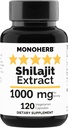 MONOHERB Shilajit Extract 1000 mg - 120 Vegetarian Capsules