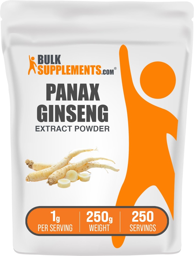 BulkSupplements.com Ginseng Root Extract Powder - συμπλήρωμα Panax Ginseng, συμπλήρωμα βοτάνων - Vegan & Gluten Free, 1g per Serving, 250g (8,8 oz) (Pack of 1)