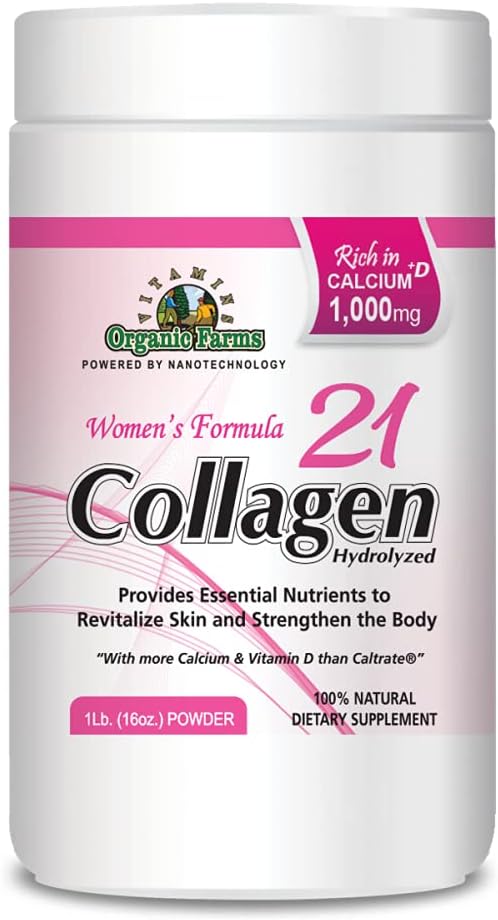 Collagen 21 Hydrolyzed - 1Lb. (16oz.) - Collagen Supplement for Women, Women´s Formula - Strengthens Bones and Skin - 100% Natural Dietary Supplement