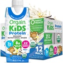 Orgain Organic Kids Nutritional Protein Shake, Vanilla, Healthy Kids Snacks, 8g Dairy Protein, 3g Fiber, 22 Βιταμίνες & Ορυκτά, Χωρίς συστατικά σόγιας, Χωρίς γλουτένη, Μη ΓΤΟ, 8,25 fl Oz (Pack of 12)