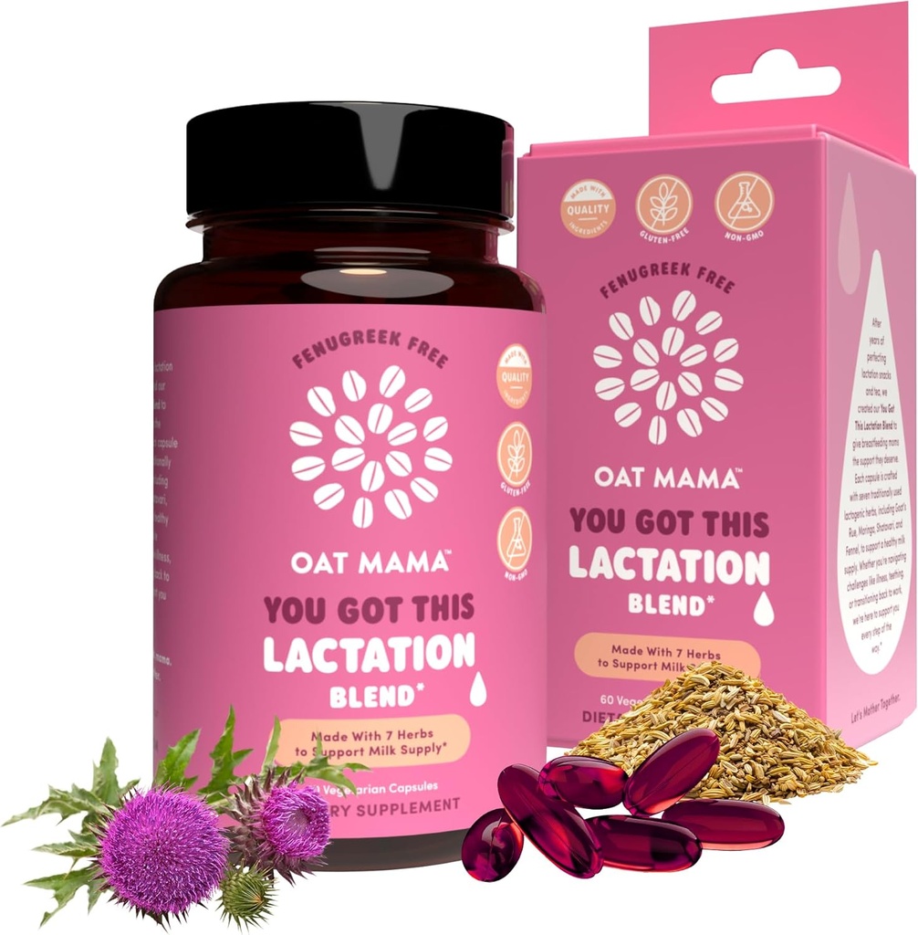 OAT MAMA Organic Lactation Supplement - 'You Got This' Fenugreek-Free Herbal Supplement with Milk Thistle, Shatavari & Moringa - Postpartum Lactation Support for Breastfeeding Moms