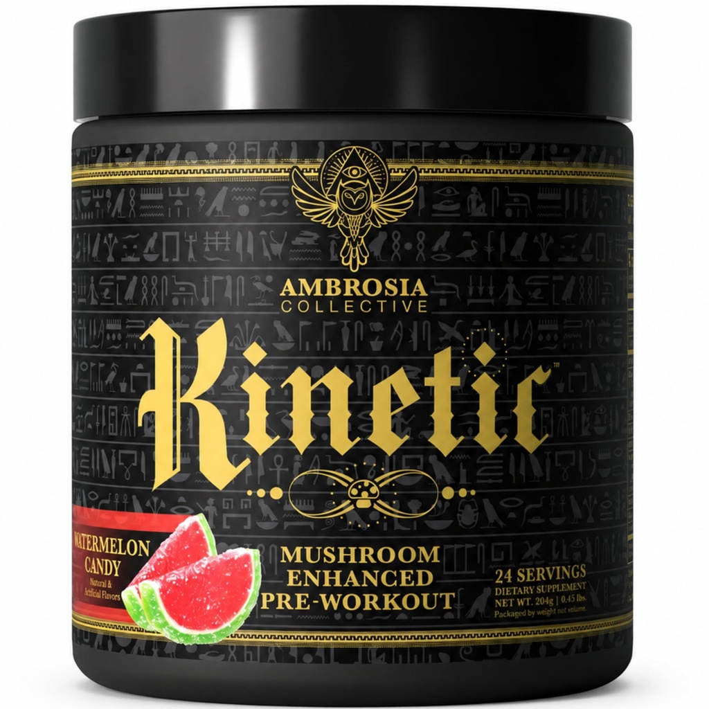 Ambrosia Kinetic Organic Preworkout, Mushroom Enhanced Natural Pre Workout Supplement, Nootropic Superfood Powder for Energy (Καρύδι Καρύδι Νερού)