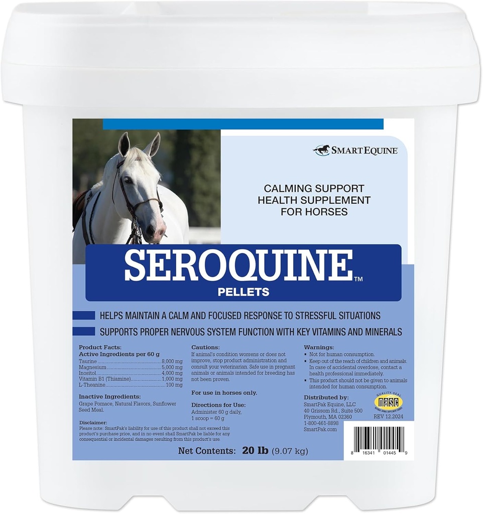Seroquine Pellets | Seroquine Horse Calming Supplement | Herb Free Calming Supplement for Horses | Ideal for Keeping Your Horse Calm Before Travel | 20 lb