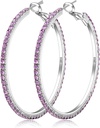 925 Σκουλαρίκια Sterling Silver Μεγάλα Σκουλαρίκια Rhinestone Hoop Big Cubic Zirconia Hoop Σκουλαρίκια Thin Rinestones Round Hoop Σκουλαρίκια για γυναίκες 20/30/40/50/60/70mm Αστραφτερά Κουπιά με Κρύσταλλα για Γυναίκες